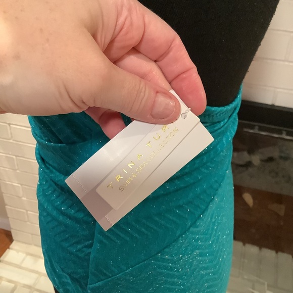 #312 NWT Trina Turk Swim & Spa Collection Teal Shimmer Swimsuit Size 12 - Picture 6 of 11
